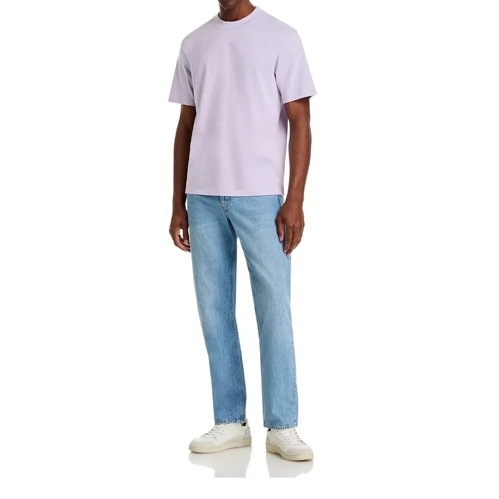 Hugo Boss Men's HUGO Dapolino Logo SS Crew T-Shirt Cotton Jersey Solid Lavender - Picture 4 of 5